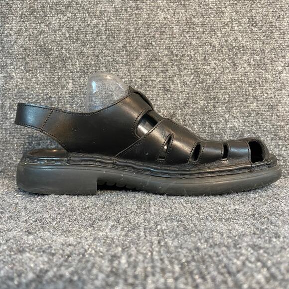 Josef Seibel Jeremy Fisherman Sandals Black Leather Comfort Mens EU 41 US 7.5 8